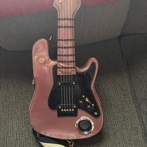 Pink Guitar Shaped Bluetooth Purse w/ Straps